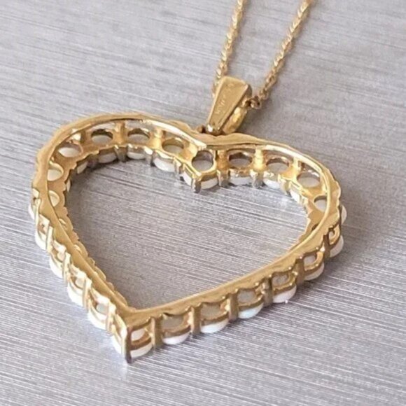 10K Gold Opal Necklace - Heart Design - Picture 3 of 5